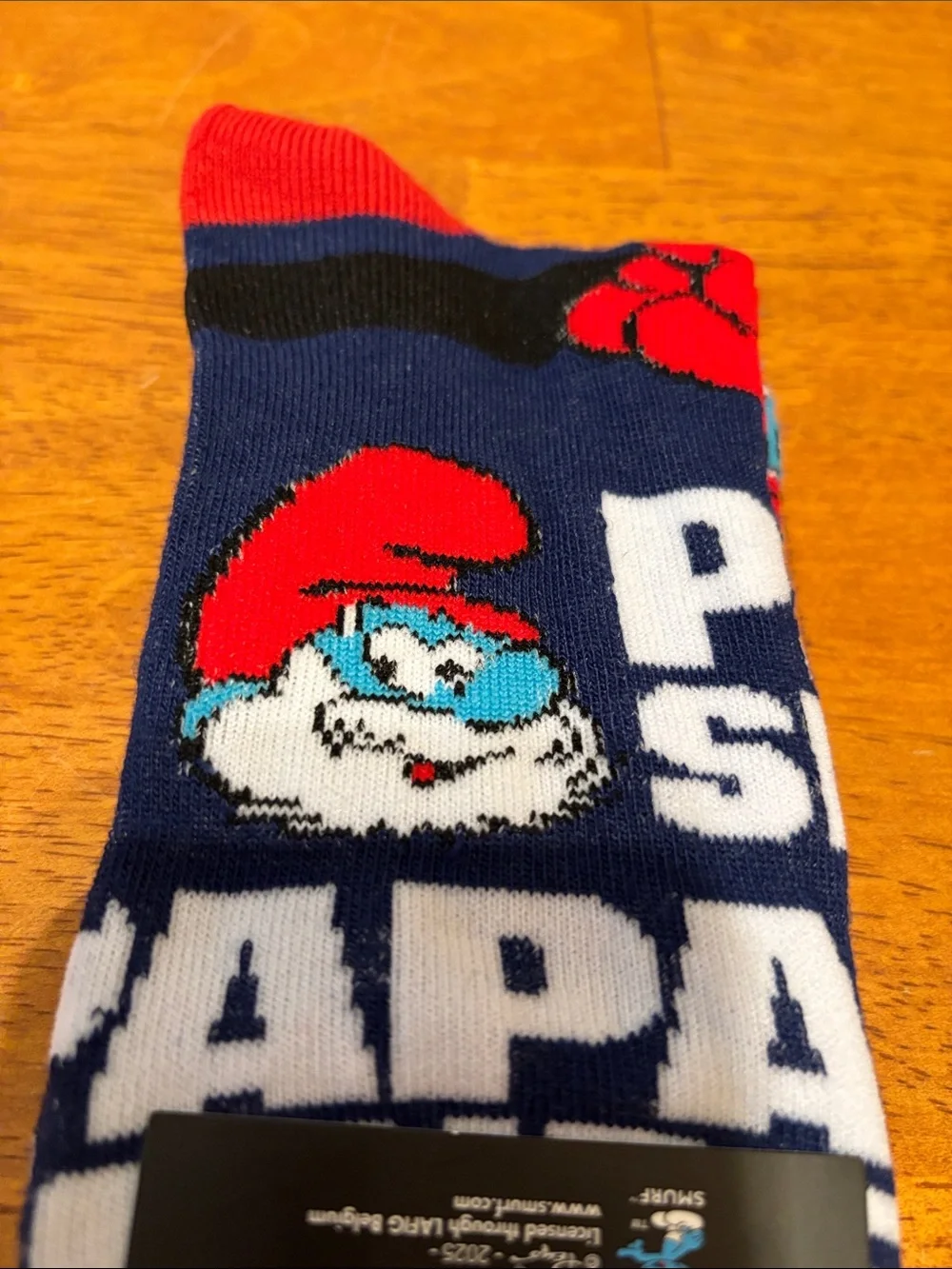 The Smurfs PAPA SMURF 1 Pair Novelty Crew Socks Adult Shoe Size 6-13 NWT